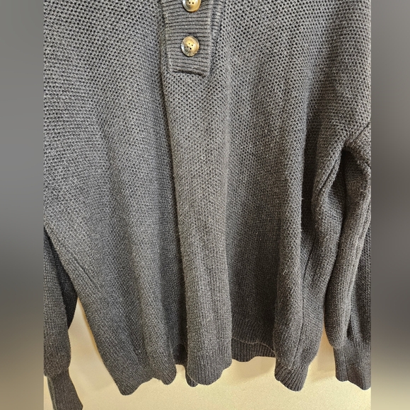 Lunya Cotton Silk Blend Henley Pullover Sweater Restful Grey Heather Oversized M - Picture 4 of 12